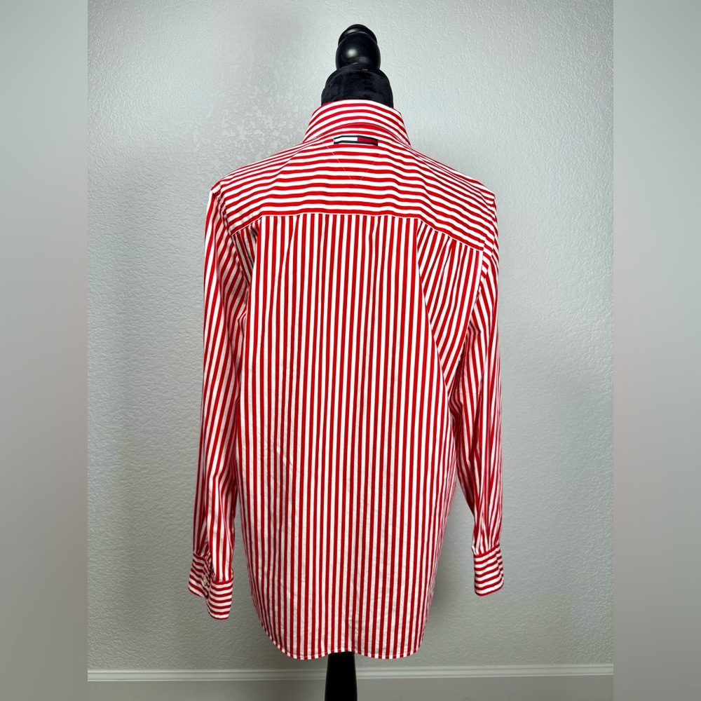 Vintage Tommy Hilfiger Red White Striped Button Up Shirt - Picture 6 of 13
